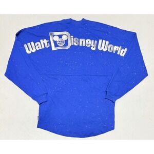 Walt Disney World Spirit Jersey‎ XS Blue Silver Est 1971 Pullover Shirt Glitter